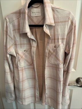 Panache Cream & Pink Plaid Utility Shacket